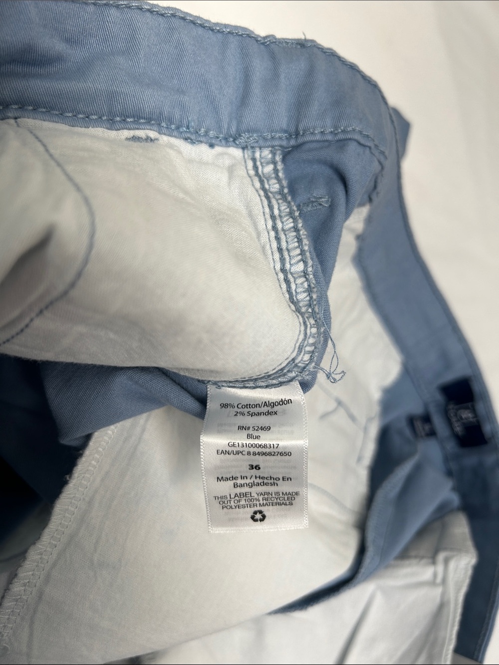 NWT George Men’s "At The Knee" Stretch Chino Shorts Slate Blue Size 36 - Picture 7 of 7